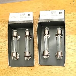 Glass & Nickel Pull Set Drawer Handles (Packages Sold individually)